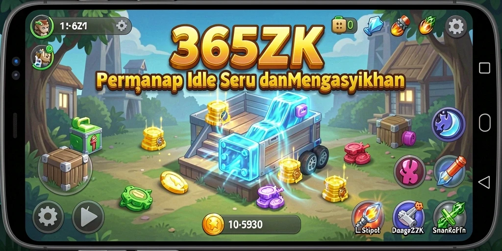 Tampilan gameplay utama 365ZK menampilkan aksi Idle yang menarik.