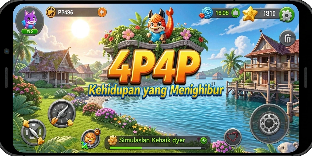 Tampilan gameplay menarik dan interaktif di 4P4P, menunjukkan aktivitas sehari-hari karakter.