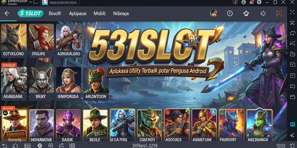 Tampilan antarmuka utama 531SLOT dengan fitur utilitas lengkap.