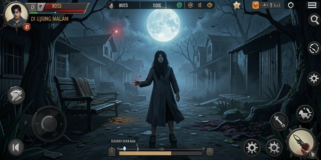 Screenshot menampilkan tampilan menyeramkan dari gameplay Horror.
