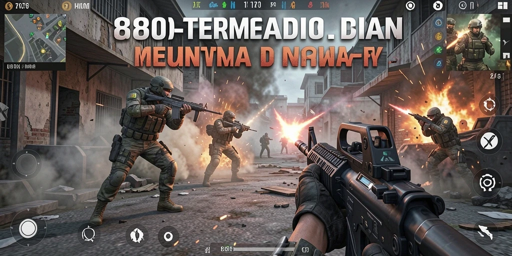 Screenshot menampilkan aksi pertempuran intens dalam game FPS 8180.