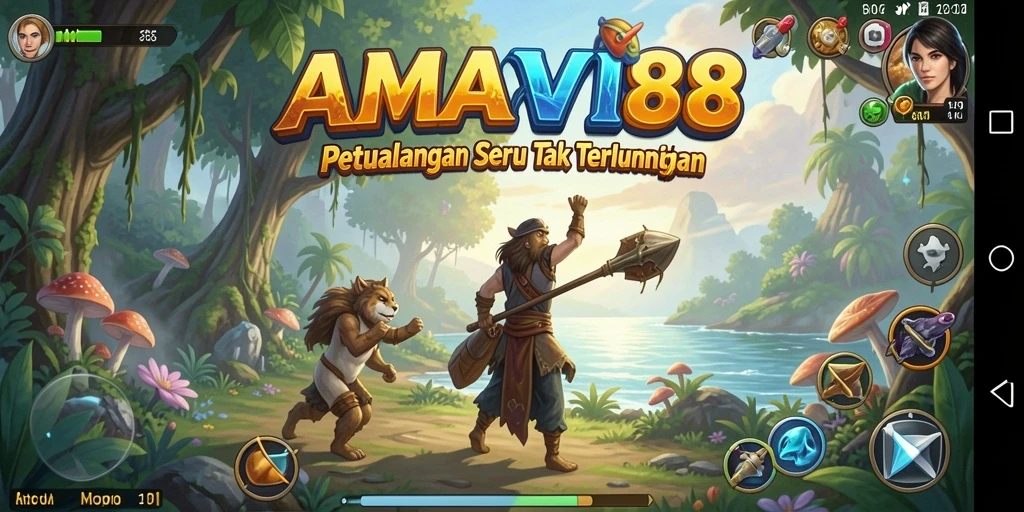 Screenshot gameplay AMAVI88 menampilkan aksi petualangan yang seru.