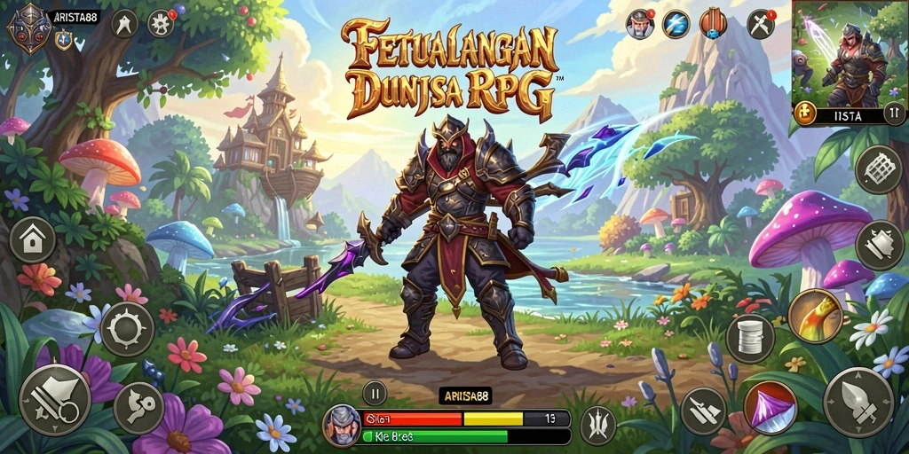Screenshot ARISTA88 menunjukkan aksi pertempuran yang menegangkan di dunia fantasi RPG.