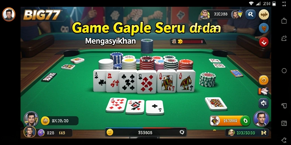 Tampilan gameplay seru dalam BIG77 saat bermain Gaple.