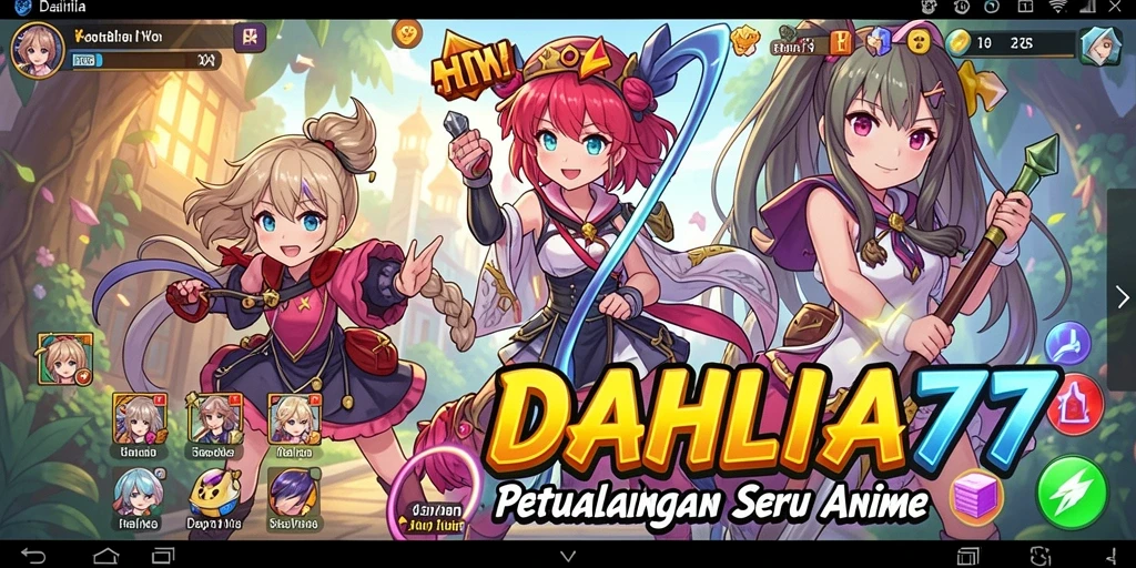 Tampilan menarik dari gameplay seru DAHLIA77 dengan karakter Anime.
