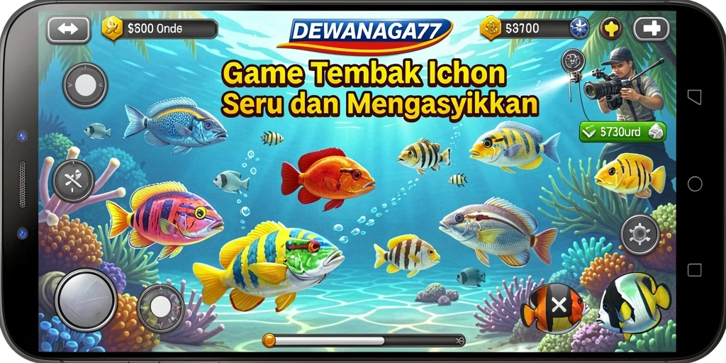 Tampilan gameplay seru DEWANAGA77 saat menangkap ikan.