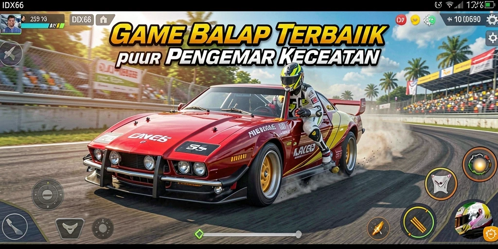 Screenshot gameplay <strong>IDX66</strong> dengan balapan yang seru dan grafik menawan.