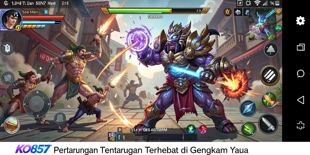 Tampilan gameplay KO857 dalam pertarungan yang mendebarkan.