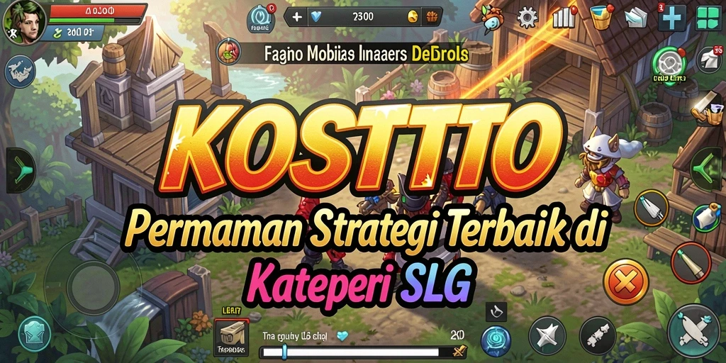 Tampilan gameplay KOSTOTO menunjukkan peperangan strategis dan pengelolaan sumber daya.