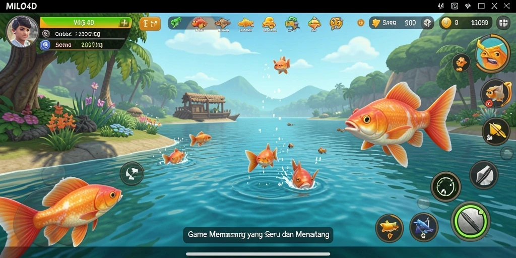 Screenshot gameplay <strong>MILO4D</strong> menampilkan suasana memancing yang menegangkan.