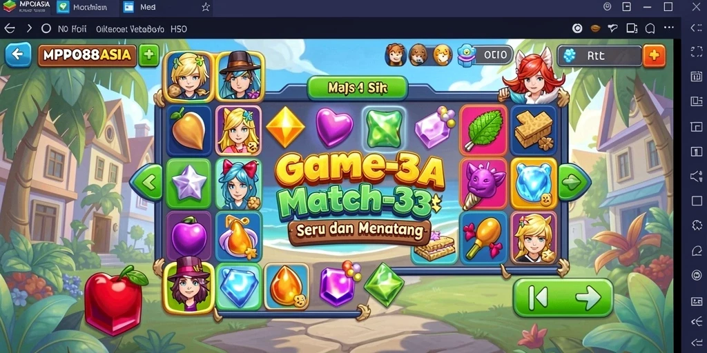 Tampilan gameplay MPO88ASIA yang menarik dalam permainan Match-3.