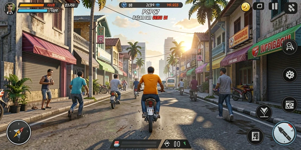 Tampilan utama gameplay balapan yang menegangkan di PCPC7.