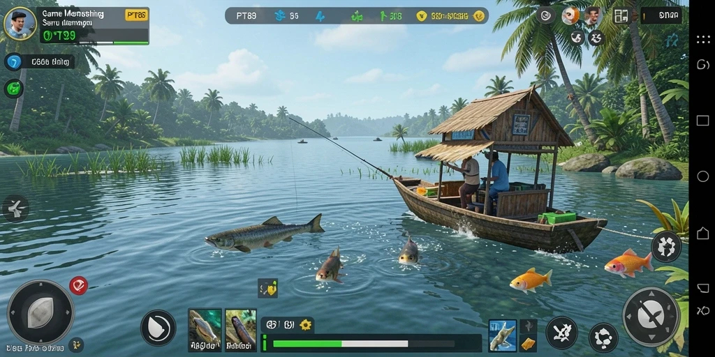 Gameplay PT89 menampilkan pengalaman memancing yang seru dan menarik.