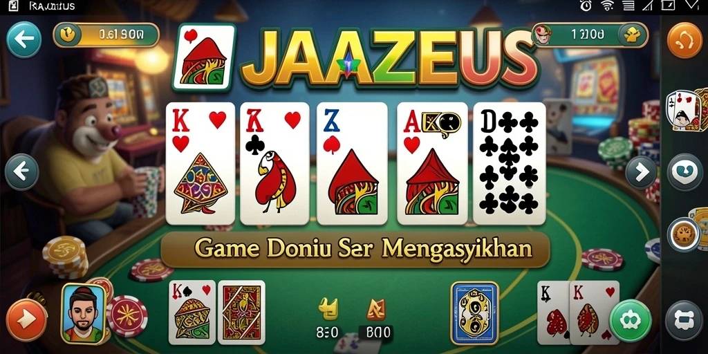 Screenshot utama RAJAZEUS menampilkan gameplay domino yang seru.