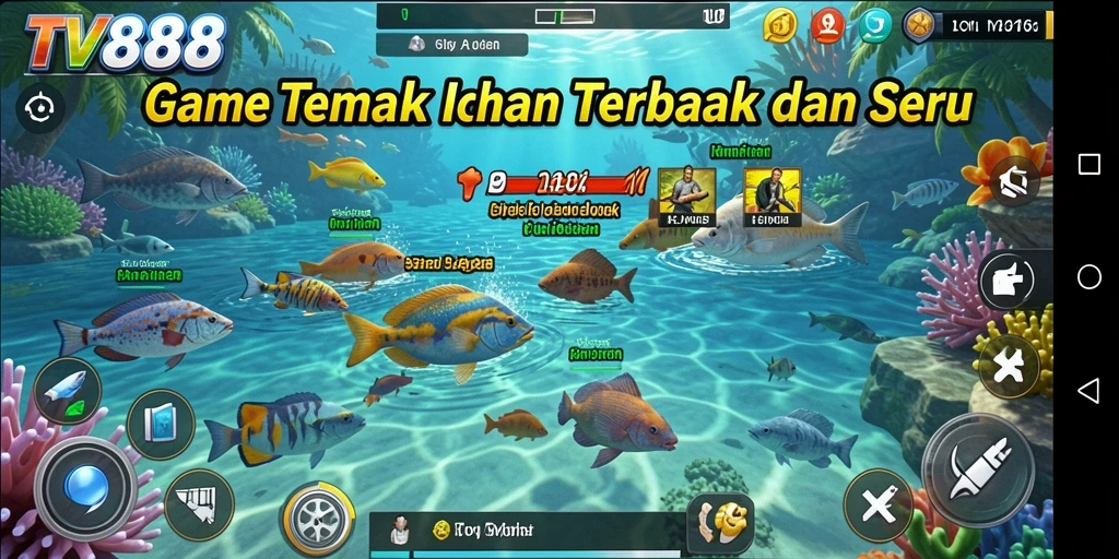 Menampilkan gameplay seru dari game Tembak Ikan TV888.