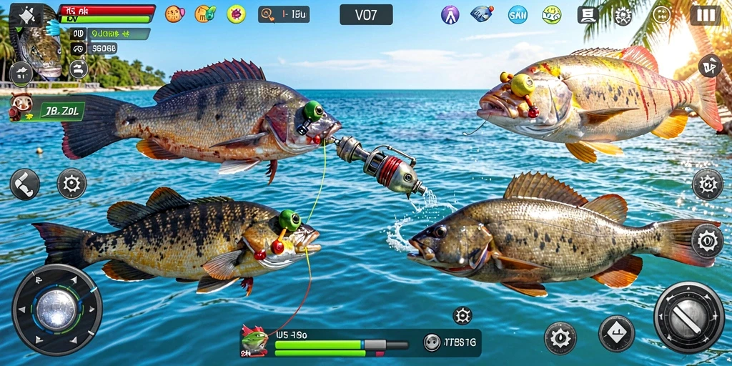 Tampilan menarik dari gameplay seru V07 Tembak Ikan.