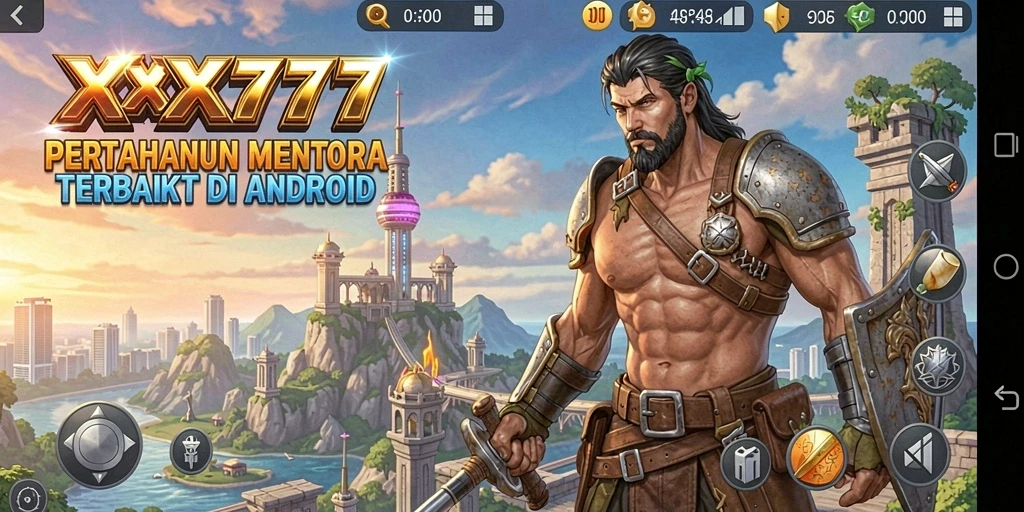 Screenshot gameplay XXX777 menampilkan pertempuran menara yang mendebarkan.